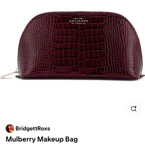 Smythson Burgundy Croc-Embossed Cosmetic Case/Matching Jewelry storage case set